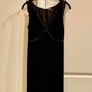 MAX STUDIO VELVETY SLEEVELESS LONG DRESS  Sz Large Piping Accent & Sleeve Ruffle